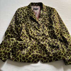 Vintage Euro Ensemble Italy Velvet Animal Print Jacket EU 48 US L
